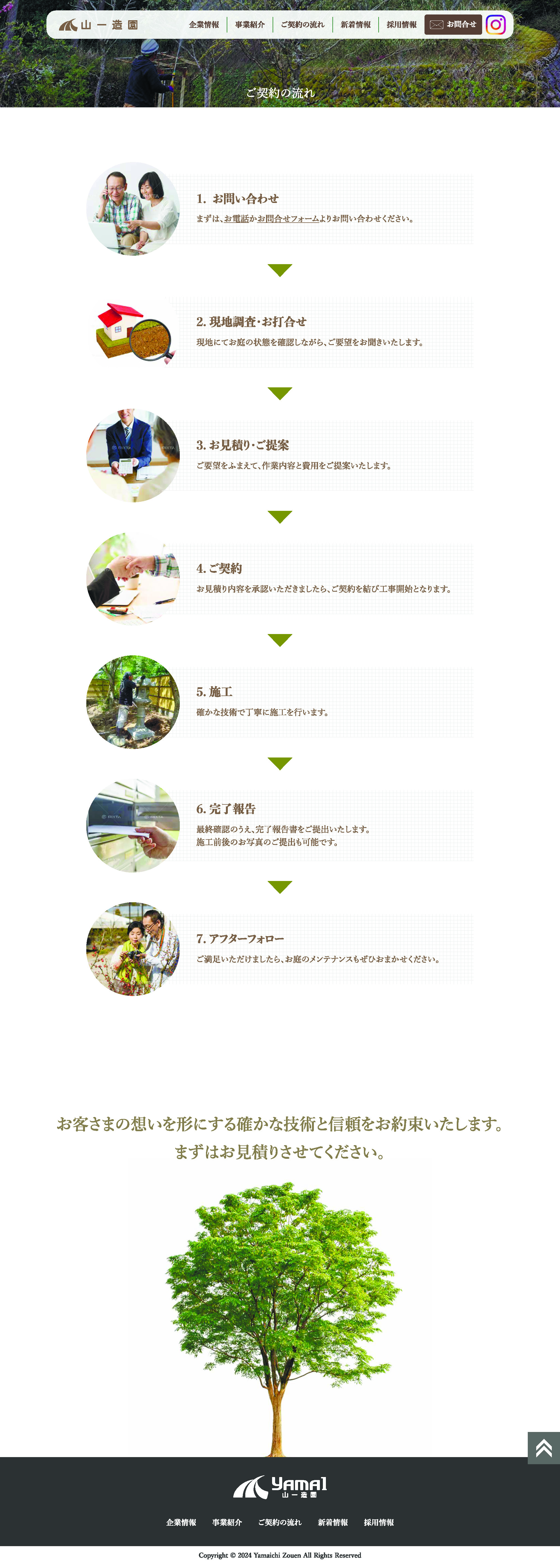 山一造園 Webサイト サービス紹介ページ
